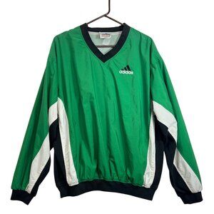 Adidas Vintage 90s Green V-Neck Pullover Windbreaker Mens Size Large